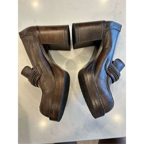 LEI vintage 90s y2k chunky brown platform Oxford shoes heels 8.5 - Picture 7 of 7